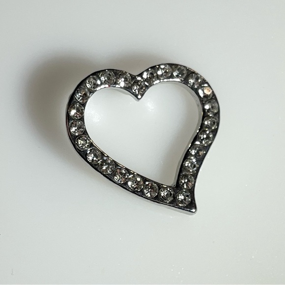 Silvertone Rhinestone Heart Pendant - Picture 2 of 15